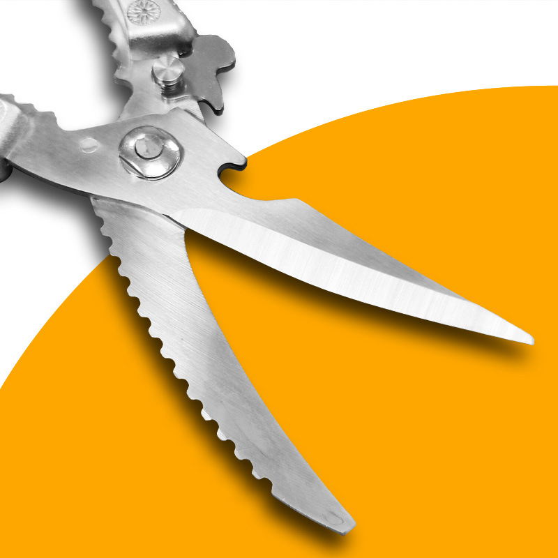 Manufacturer's in-stock multi-functional stainless steel kitchen scissors are powerful for cutting chicken bones, food, bottle caps, fish scales, and meat Specification drawing