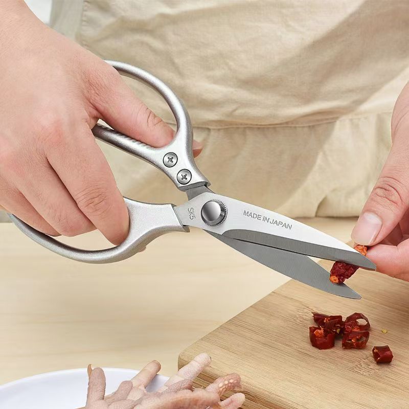 Cross-border in-stock stainless steel sk5 kitchen scissors, multi-functional chicken bone scissors, complementary food scissors, household bone scissors Specification drawing