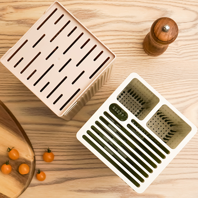 Kitchen knife rack, countertop storage rack, household multi-functional kitchen knife and chopstick holder, knife storage rack, integrated draining rack Application Scenario