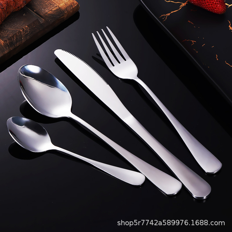 Western tableware set, four-piece set of knife, fork and spoon, high-end stainless steel main course steak knife, fork, fruit fork and coffee spoon Specification drawing