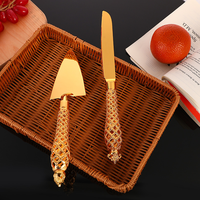 Fashionable European and American style alloy exquisite handle restaurant Western tableware, cake pizza Western-style knife and spatula set Specification drawing