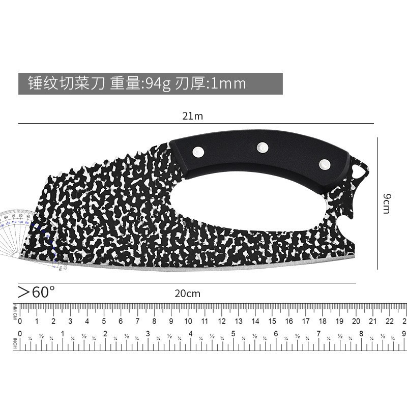 Wholesale of hammer-textured slicing knives, portable stainless steel labor-saving knives, kitchen knives with dot texture Specification drawing