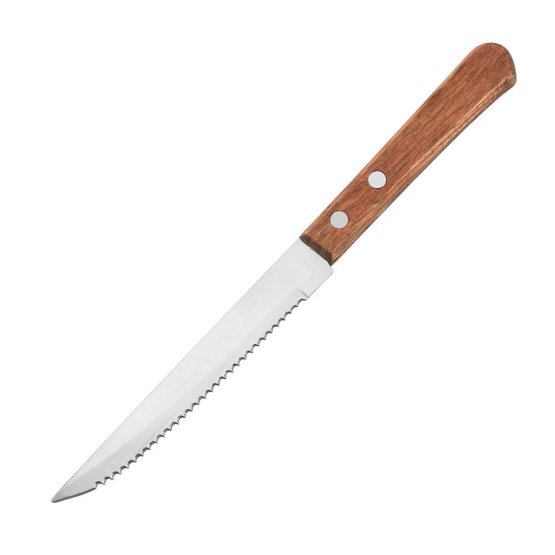 Solid wood steak knife, household serrated Western cuisine knife, hotel steak knife, stainless steel steak knife wholesale Application Scenario