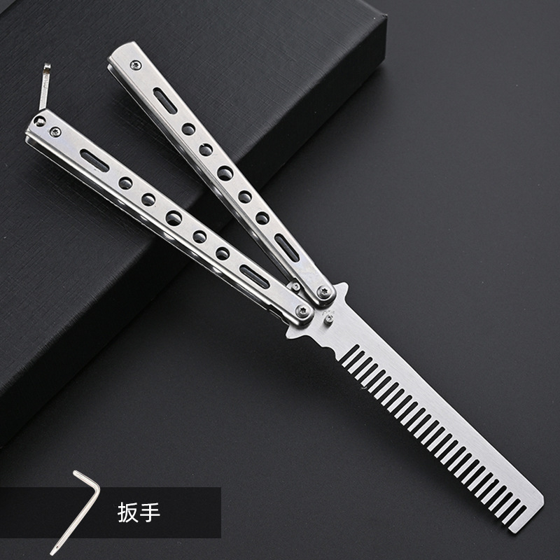 ✅CSGO peripheral butterfly comb, uncut butterfly knife, all-steel folding knife, training, swinging hand, fancy toys, playing small undefined