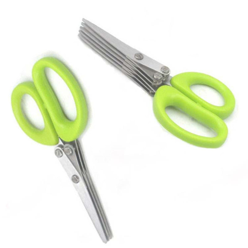 In stock: Five-layer scissors, kitchen scissors, stainless steel multi-layer scissors, shredded paper, scallion scissors, herb scissors, herbal scissors, vegetable scissors Application Scenario