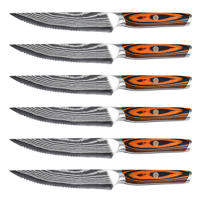 Ruitai's new Damascus steel stainless steel Western tableware knives, steak knives, main course knives, sharp steak knives are in stock Item Picture