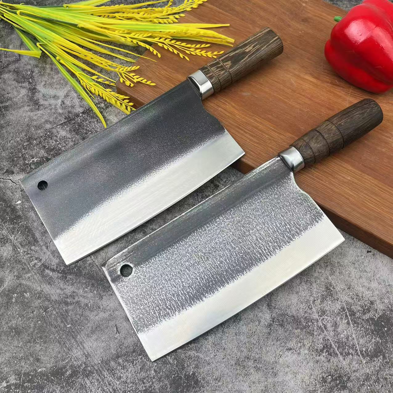 Old-fashioned forged bearing steel household chopping and cutting dual-purpose knife, roast meat shop chopping knife for chicken, duck and goose, thickened forged kitchen knife full figure