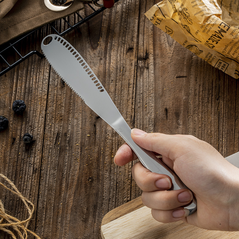 Cross-border stainless steel butter knife, multi-purpose Western bread and jam knife, Amazon household cheese knife LOGO design Specification drawing