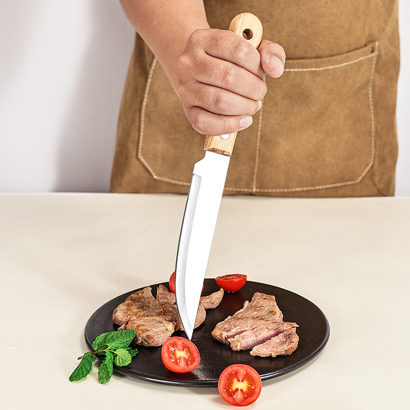 Factory stock of wooden handle Western knives, stainless steel steak Western knives, Western restaurant knives, new cross-border products in stock full figure