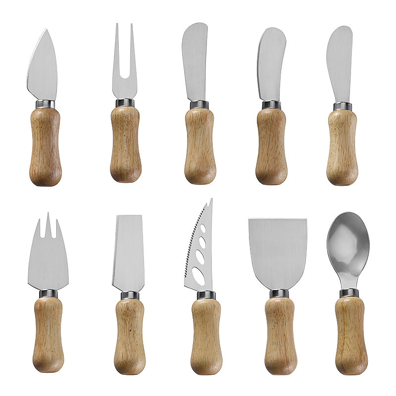 Factory in stock stainless steel rubber wooden handle cheese knives, Western-style knives, cheese bread knives, table knives, and cheese tool knives Specification drawing