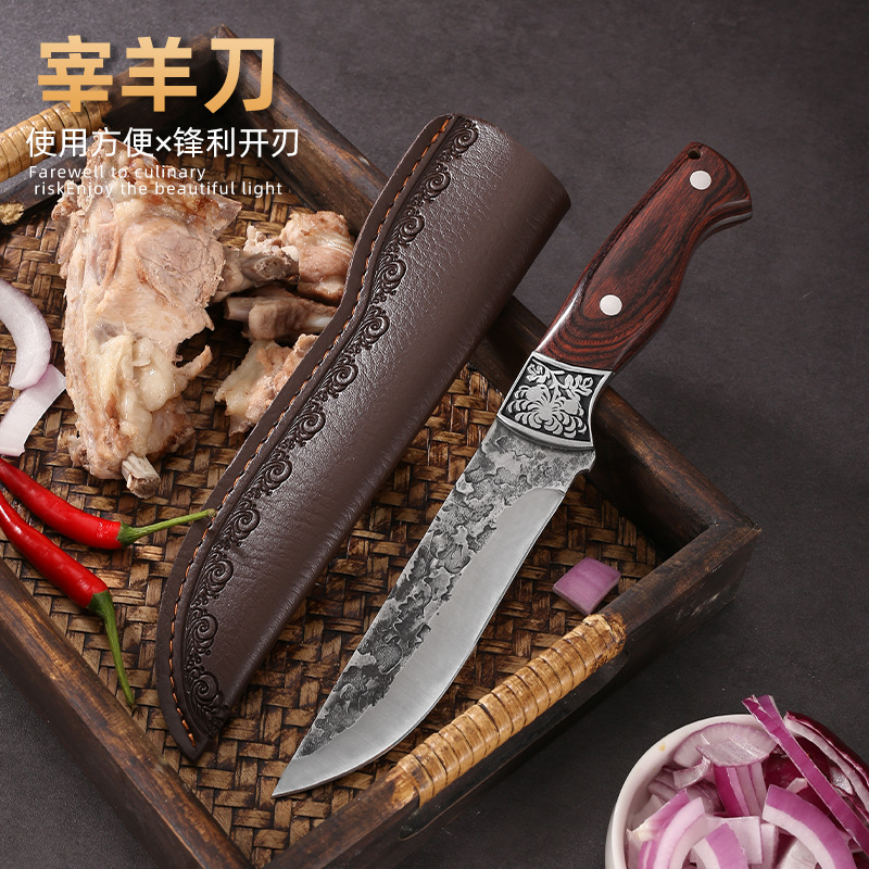 Forged boning knife, sharp Mongolian meat shaving knife, special knife for slaughtering pigs, cattle and sheep, household stainless steel outdoor knife Specification drawing