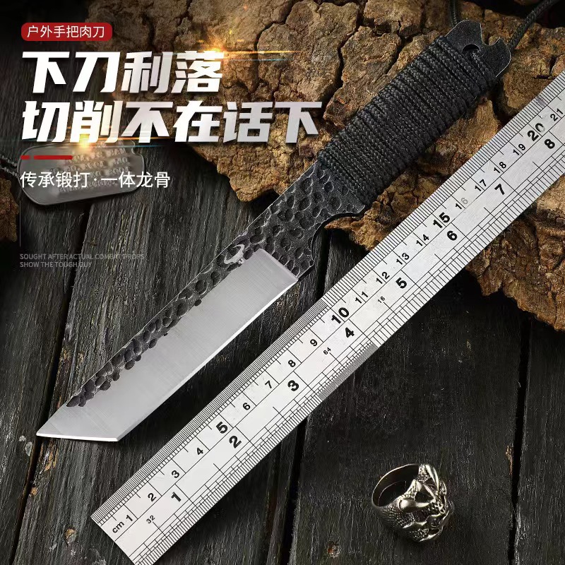 Hand-forged survival knife, diving straight knife, thickened portable fruit knife, outdoor knife, high-hardness camping survival knife details Picture