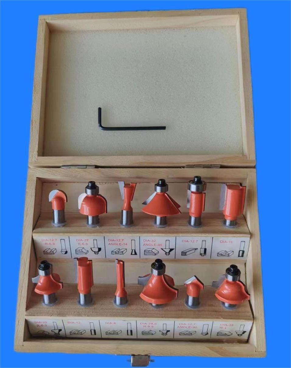 Wholesale of 12-piece milling cutter sets, woodworking milling cutter sets, edge decoration machines, engraving machines, tungsten steel alloy cutter heads undefined