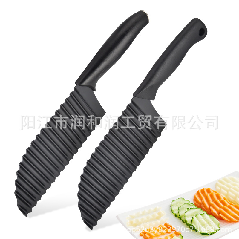 Foreign trade stainless steel wolf-tooth potato knife, wavy potato chip knife, French fries cutter, strip cutter, flower cutter, kitchen household full figure