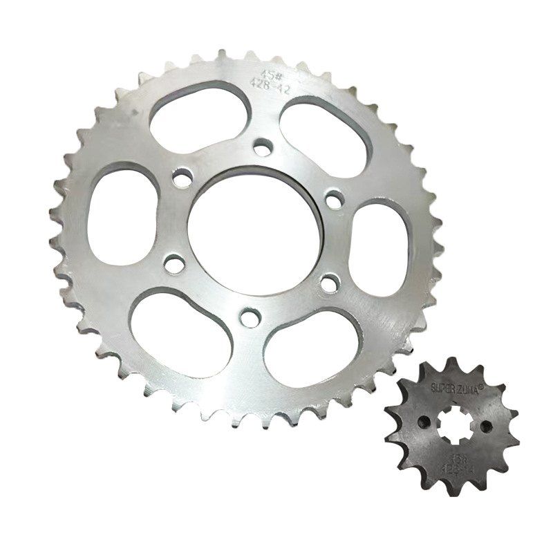The manufacturer supplies 45# quenched process gear sprockets and mechanical parts for motorcycle sprockets Item Picture