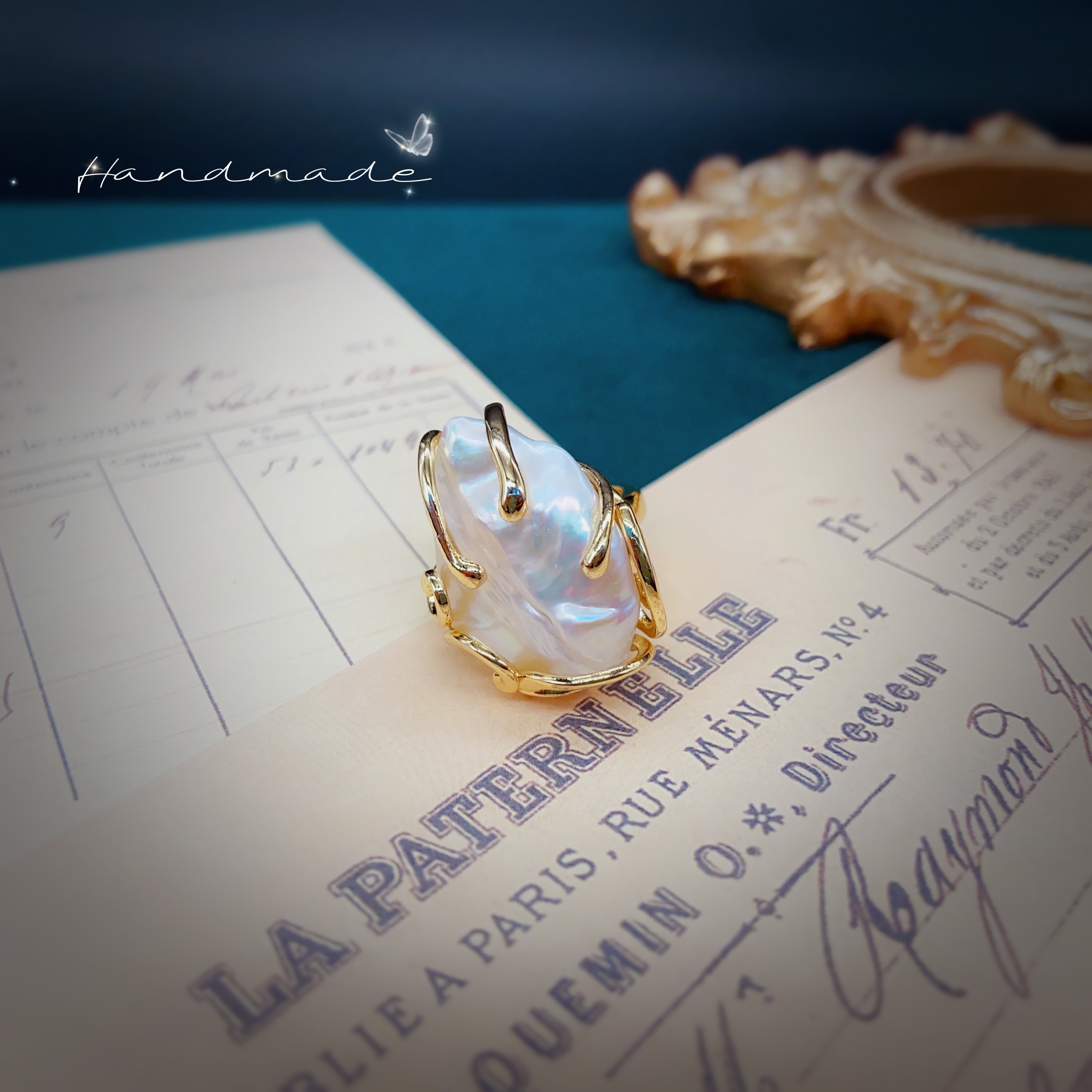 福多拉饰佳珍珠戒指开口戒指女小众设计高级感指戒个性复古指环网红爆款装饰戒指戒指女叠戴个性高端戒指珍珠戒指珠详情7