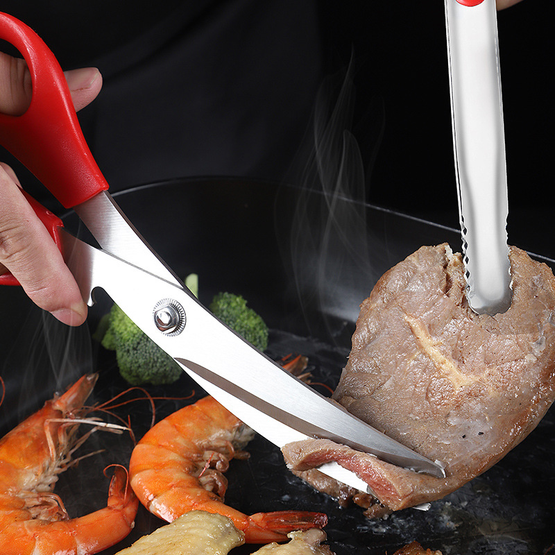 Stainless steel barbecue scissors and clips set, Korean cooking scissors, kitchen scissors, home steak scissors, barbecue set Specification drawing