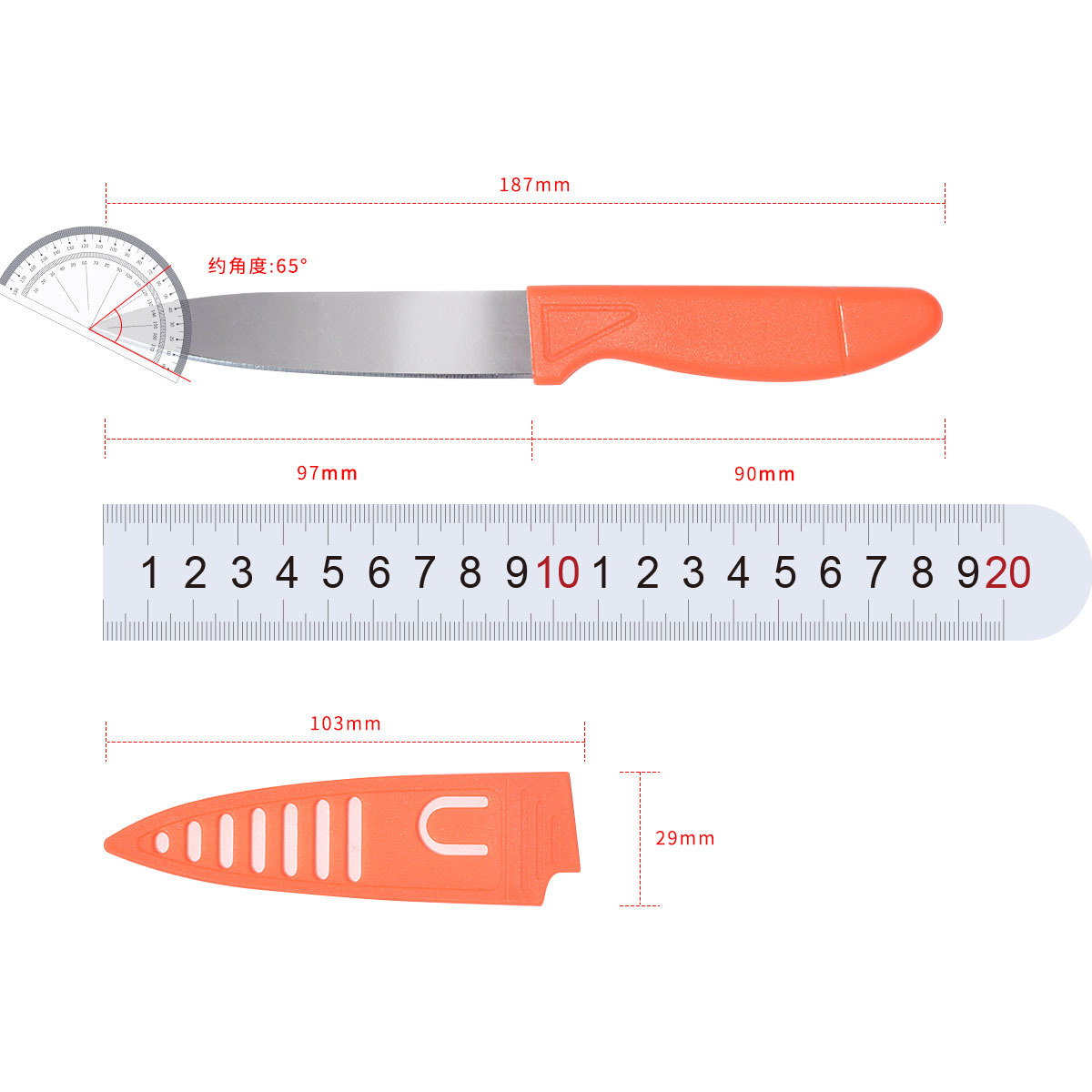 Factory direct sales of fruit knives, stainless steel fruit peelers with scabies, portable small knives, and fruit peelers details Picture