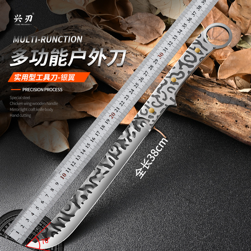 The manufacturer exclusively supplies multi-functional outdoor survival knives for the wild, such as woodcutting knives, hammer-textured forging knives, slaughtering knives, and camping tree cutting knives full figure