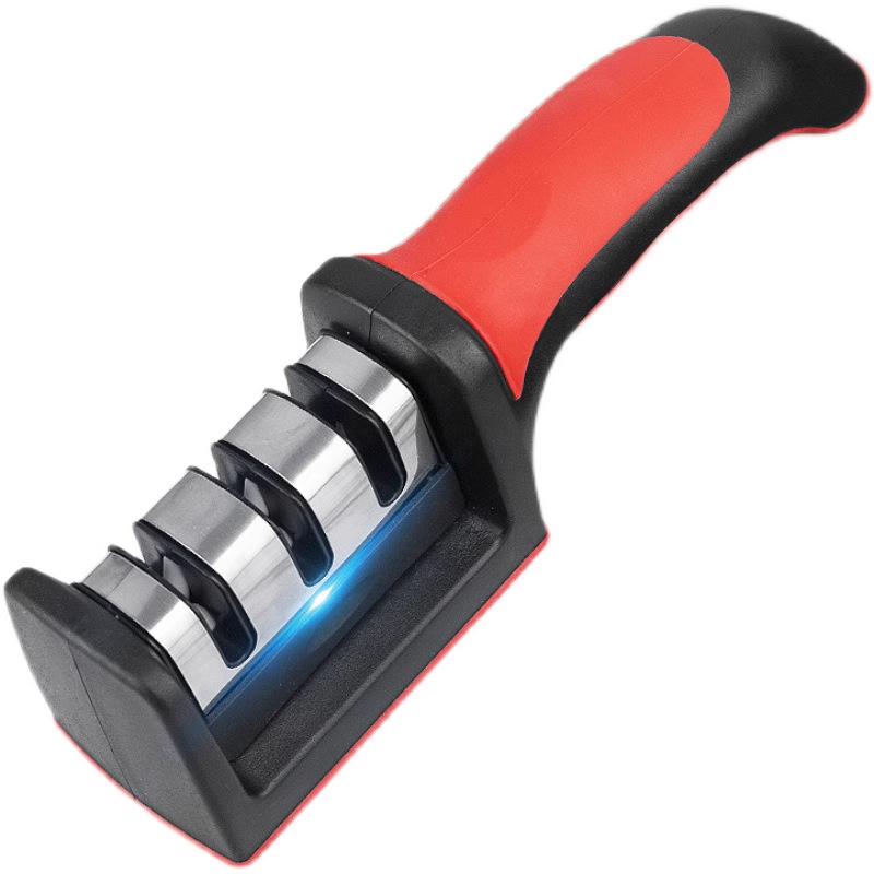 Kitchen household knife sharpener, multi-functional three-stage whetstone, manual knife sharpener, tungsten steel kitchen knife sharpener Item Picture