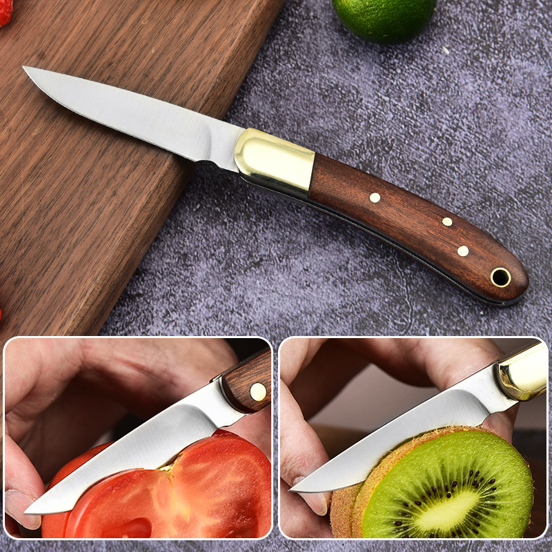 Factory direct sale: Stainless steel fruit knife, foldable knife, wooden handle, high-end knife, portable knife, key knife Application Scenario