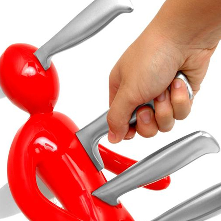 Wholesale creative human-shaped knife sets, multi-functional stainless steel knife holder sets, knife seat logos for kitchen use Specification drawing