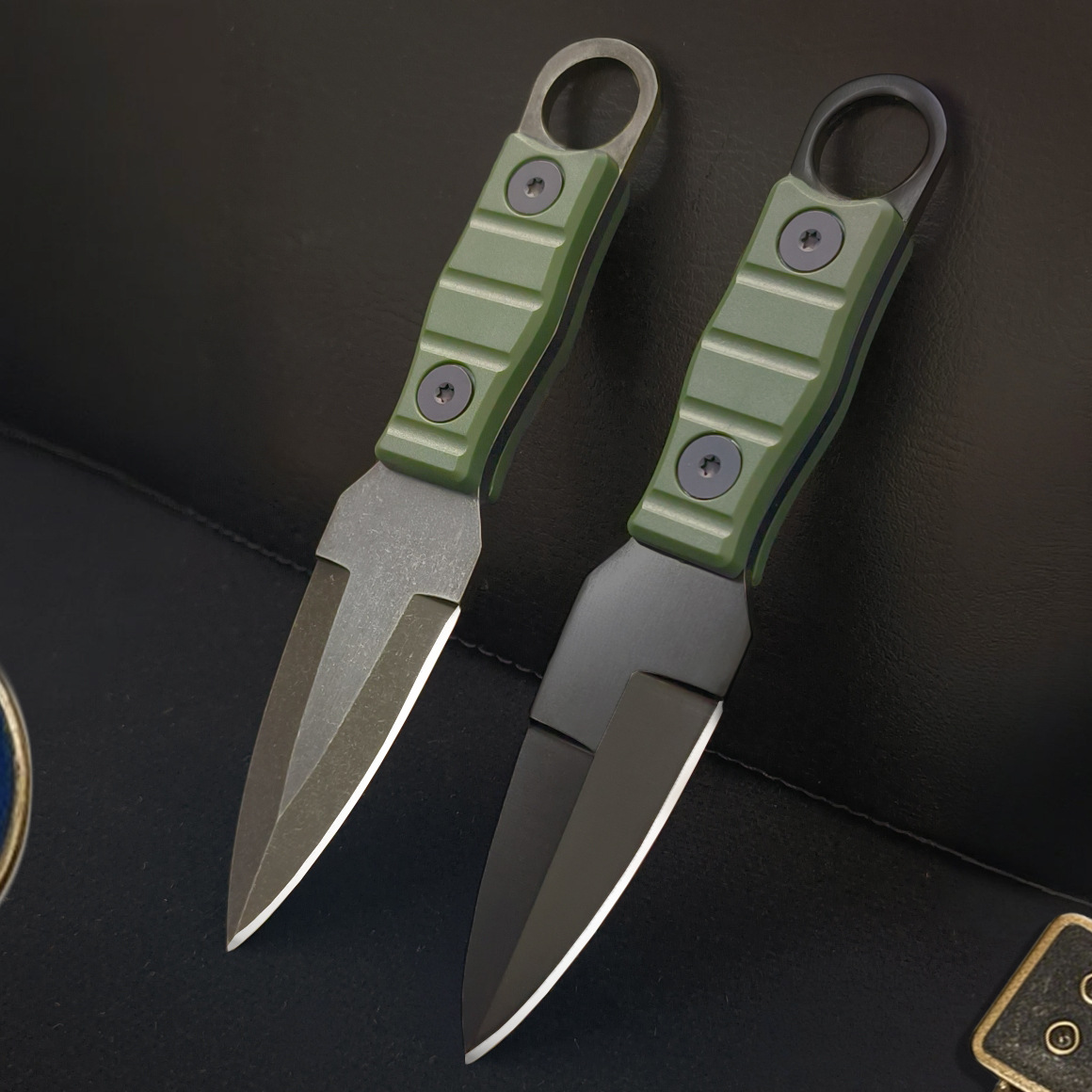 New cross-border outdoor knives, camping survival knives, sharp fruit knives, hand-held meat knives, and carrying scabbards, ring knives details Picture