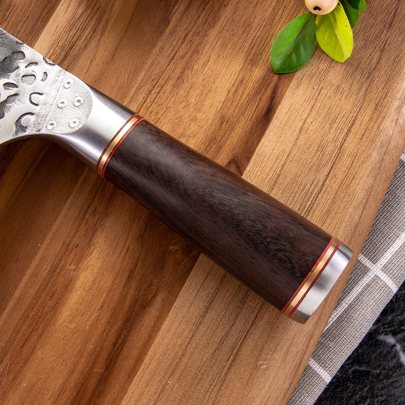 Longquan forged kitchen knife for cutting chicken and fish, steel head hammer-patterned kitchen knife, household slicing kitchen knife, stainless steel Specification drawing