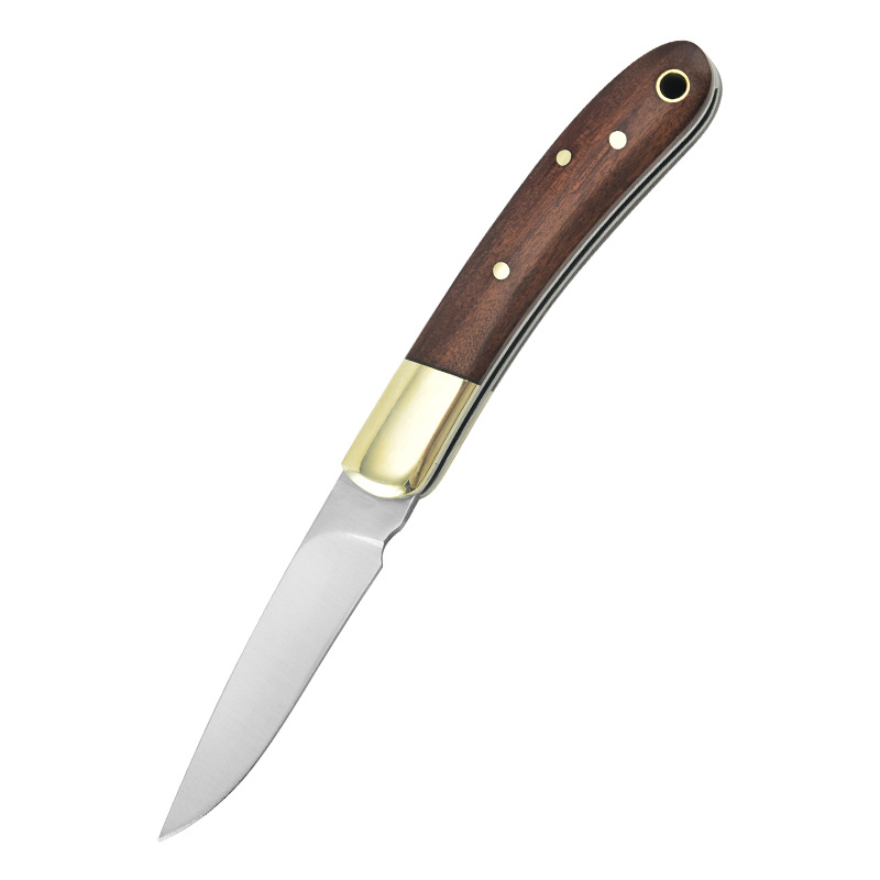 Factory direct sale: Stainless steel fruit knife, foldable knife, wooden handle, high-end knife, portable knife, key knife Item Picture