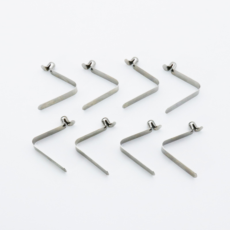 8mm stainless steel V-shaped spring plate children's vehicle disaster relief tent tube positioning V-shaped spring plate stainless steel spring buckle details Picture