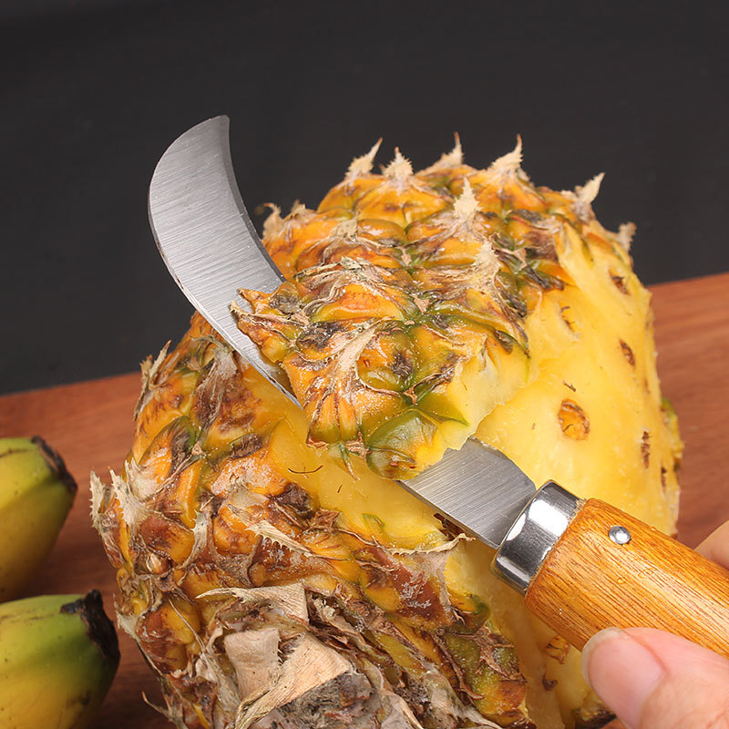Stainless steel fruit knife, farm knife, small curved knife, banana knife, pineapple knife, kitchen knife, household vegetable and fruit knife, peeler knife Application Scenario