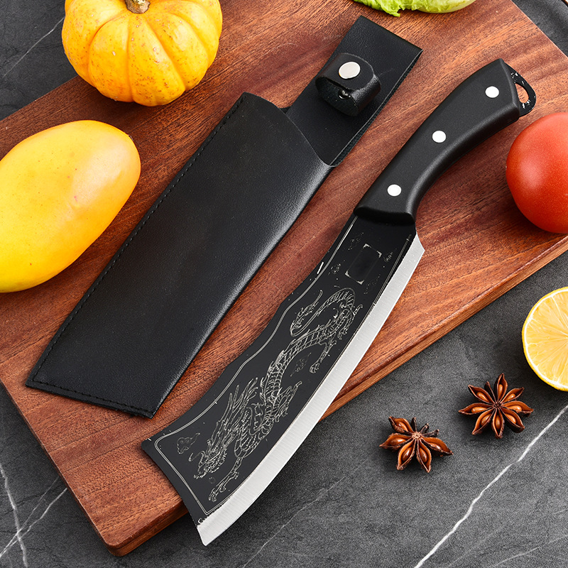 Yangjiang forged stainless steel dragon-slaying Bone Chopping knife, household and outdoor open path chopping wood, kitchen hand-patterned special bone chopping knife Specification drawing