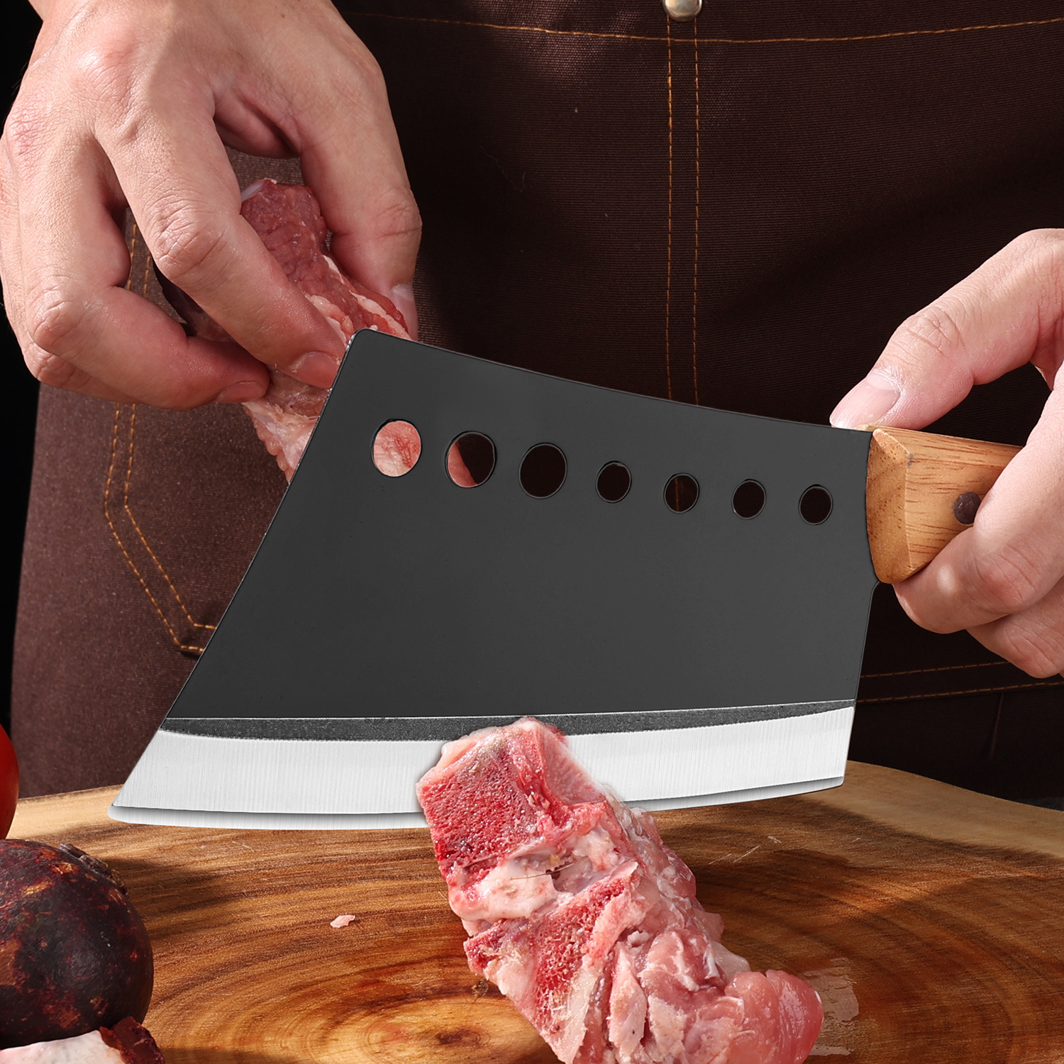 The hand-forged bone-cutting knife for traveling around the world is a dual-purpose knife for chopping and slicing. It is sharp and durable. It is a bone-cutting and slicing knife from Yangjiang knives Specification drawing