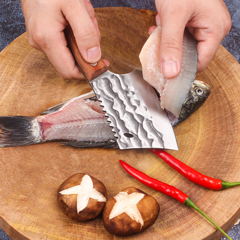 Hand-forged small fish-killing knife, household kitchen knife, sharp slicing knife, knife for slicing fish, knife for opening the back and belly of fish, fish-slaughtering knife details Picture