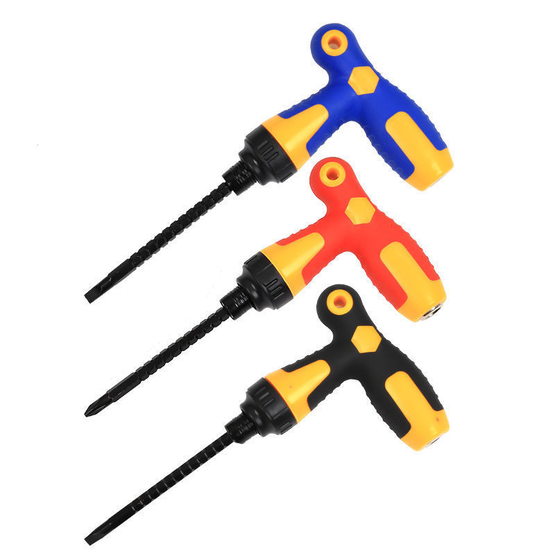 Industrial-grade ratchet telescopic screwdriver with extension hole, three-purpose bidirectional screwdriver, flat-head cross-head multi-purpose screwdriver undefined