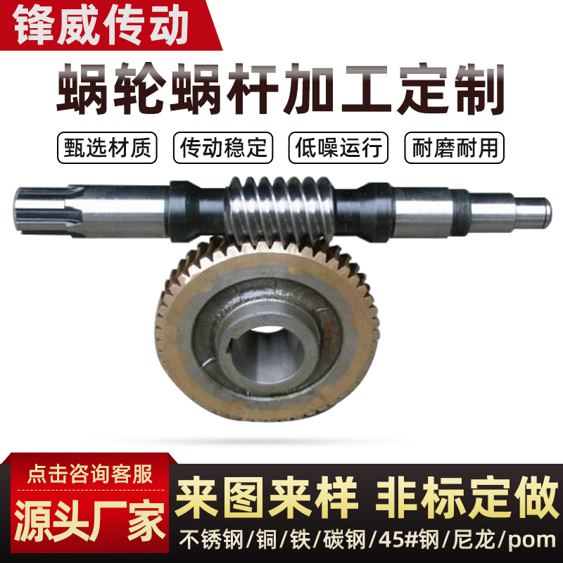 Youdaoplaceholder0 processing of worm gear and worm for reducer, copper turbine, 45# steel, stainless steel, multi-head worm gear transmission parts, non-standard details Picture