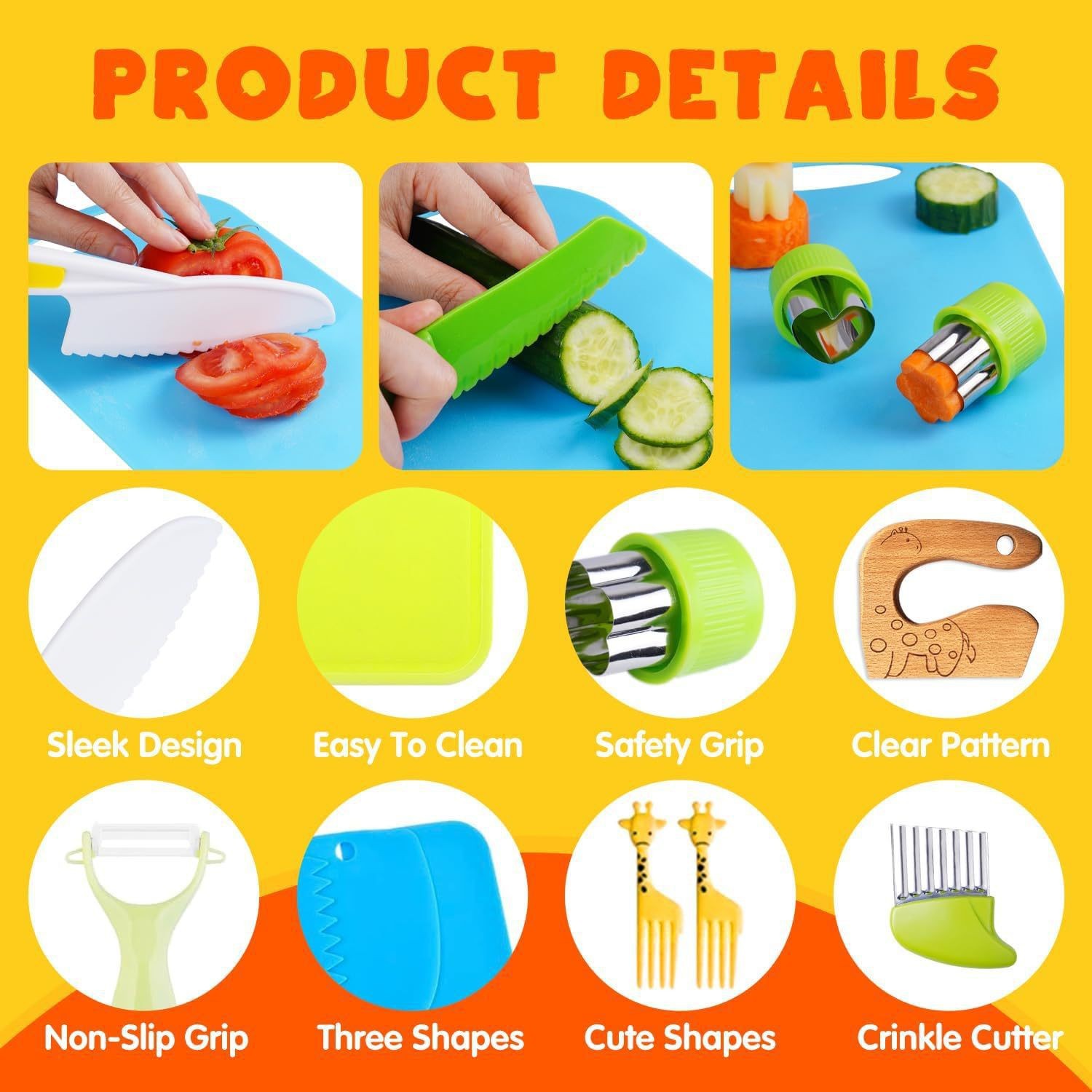 Factory direct supply of new 13-piece set of safety tools, fruit knives, early education role-playing toys, children's plastic knife sets Application Scenario