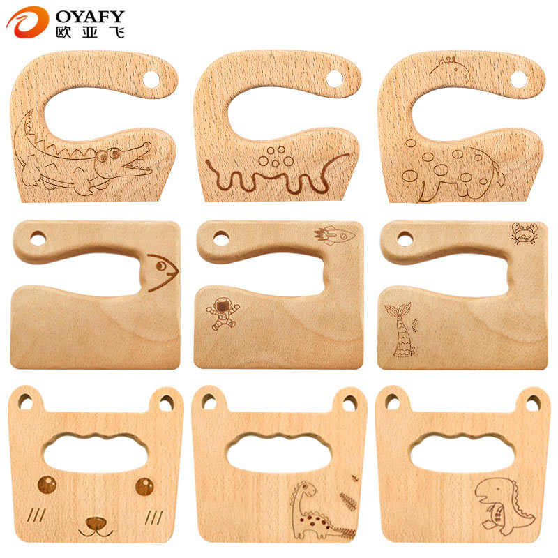 Wooden children's knife, fruit knife, vegetable knife, children's cartoon toy knife, children's wooden kitchen knife Item Picture