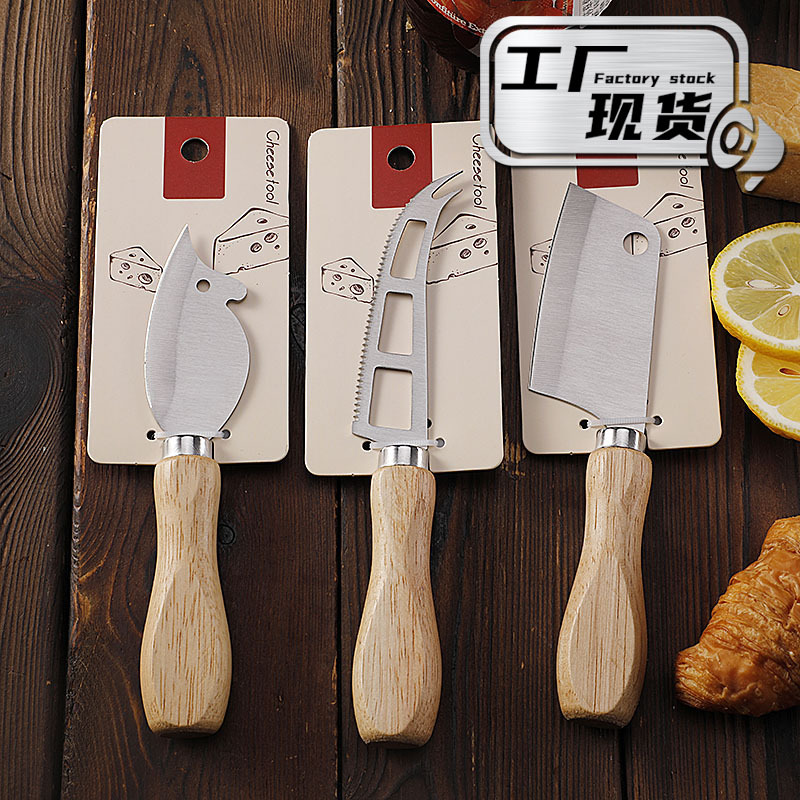 Cross-border stock rubber wooden-handled cheese knife, grandma's cheese knife, cute mouse knife, steak knife, mini kitchen knife full figure