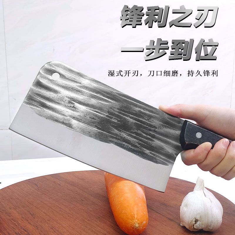 Best-selling precision forged steel bone-cutting knife, thickened stainless steel knife for cutting large bones and pig's feet, household solid wood sharp bone-cutting knife details Picture