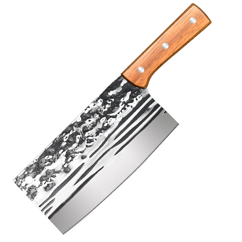 The manufacturer exclusively supplies multi-functional sharp yellow-handled kitchen knives, hammered bone cutting knives for kitchen use, and stainless steel knives Item Picture