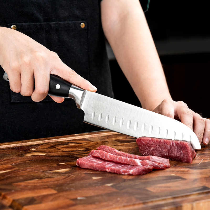 Cross-border steel-head knife casting double steel-head ABS chef knife, stainless steel steel-head knife set, fruit knife, bread knife details Picture
