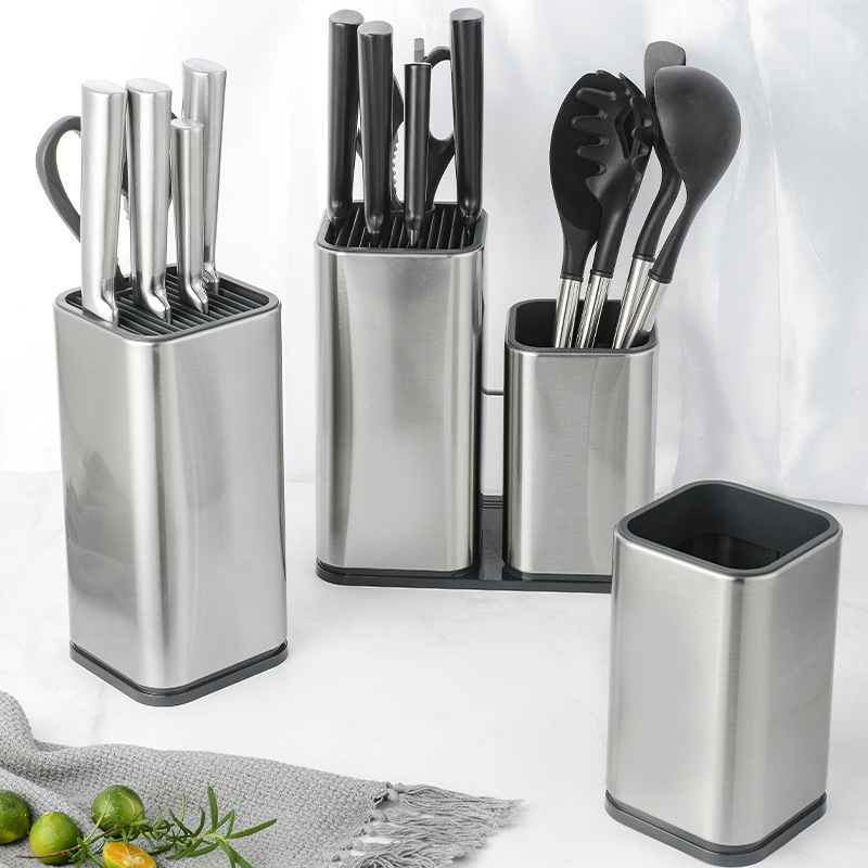 Creative stainless steel knife rack, stainless steel knife seat storage rack, kitchenware shelving rack, freely insert storage boxes full figure