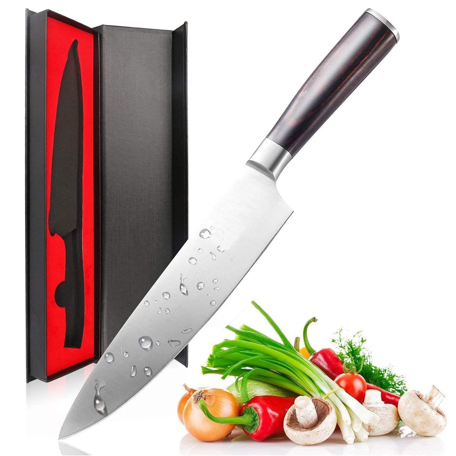 Wholesale Damascus 8-inch kitchen knives, meat slicers, Japanese sushi knives, raw fish knives, and wooden handle chef knives from the manufacturer full figure