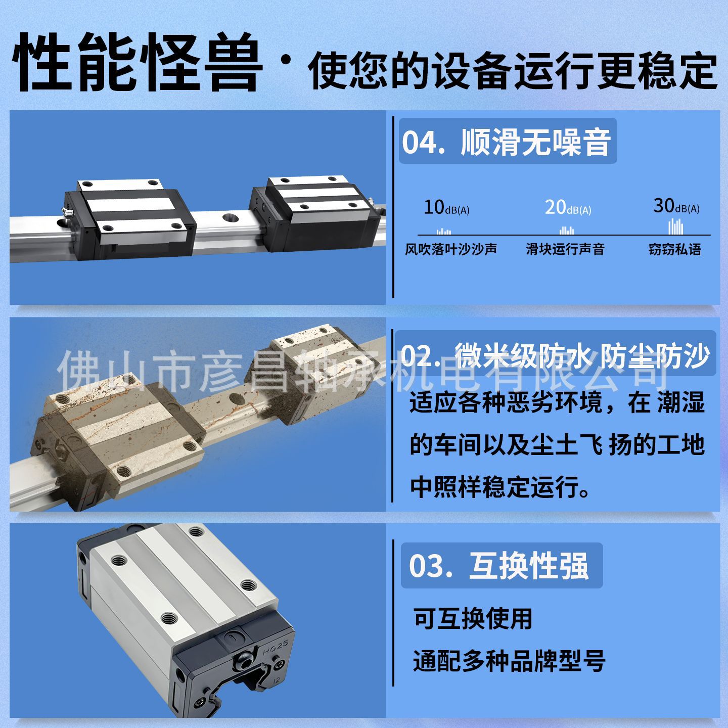 EGH domestic linear guide slider, HIWIN interchangeable flange square bearing, precision heavy-duty thickened slide rail Specification drawing