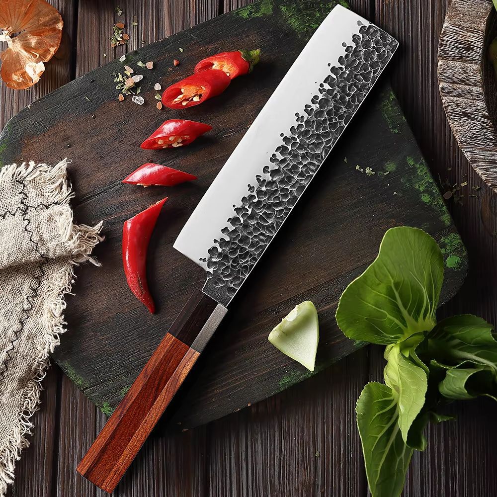 Handcrafted Japanese chef knives, hammered household kitchen knives, ladies' small kitchen knives, cooking kitchen knives, household slicing knives Application Scenario