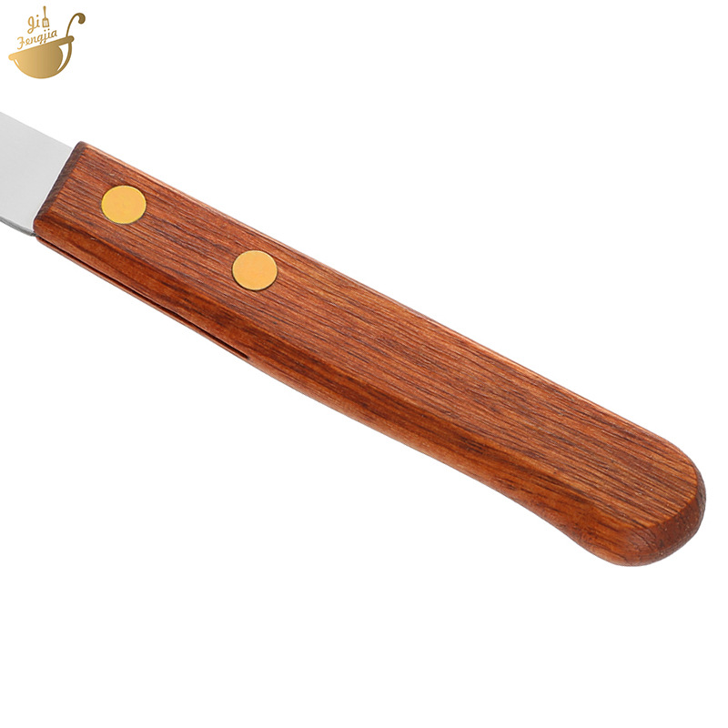 Solid wood steak knife, household serrated, hotel household stainless steel steak knife, kitchen Western food knife, tableware knife and fork knife Specification drawing