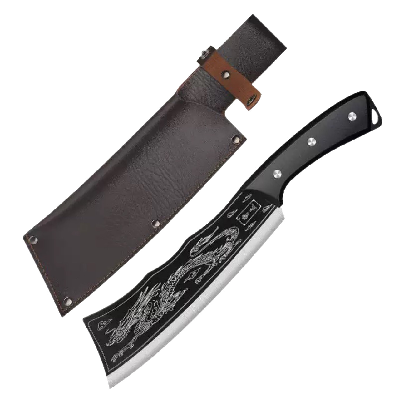 The manufacturer's sharp hand-forged knife for cutting bones and firewood, a multi-purpose household knife for chopping firewood and a kitchen knife for cutting bones Item Picture