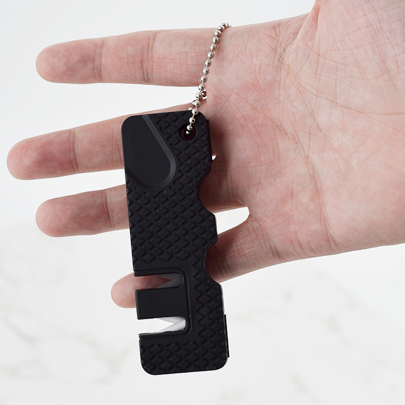Small mini outdoor portable knife sharpener, two-stage manual ceramic knife sharpener, kitchen tools, whetstone wholesale Application Scenario