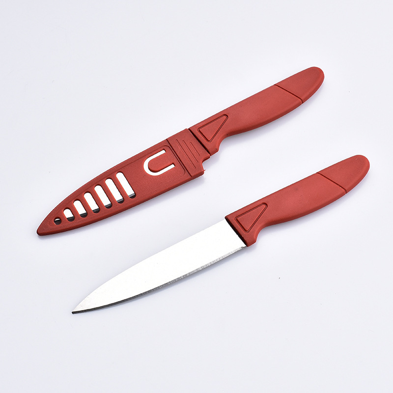 Stainless steel fruit knife, peeler, household kitchen knife, portable fruit knife with sleeve manufacturer, street stall supply Application Scenario